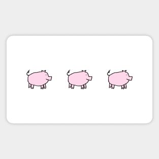 Three Cute Pink Pigs Right Magnet